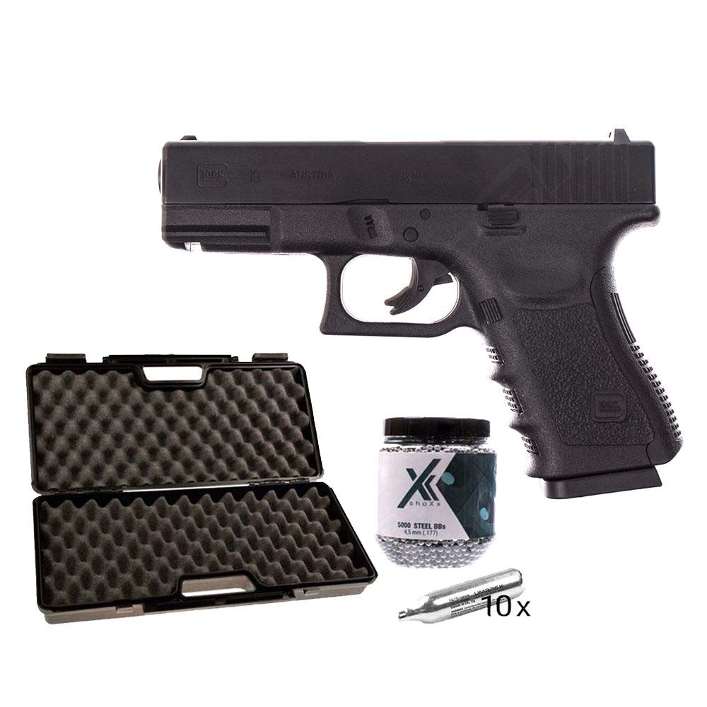 Glock 19 CO2 Pistole 4,5 mm Stahl BBs - Koffer-Set