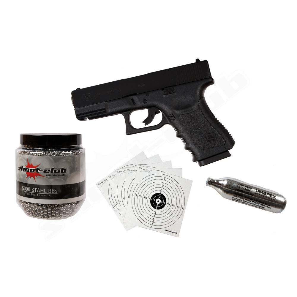 Glock 19 Co2 Pistole 4 5 Mm Stahl Bbs Schwarz Im Set