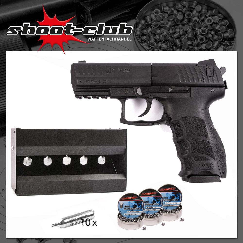 H K P30 Co2 Pistole 4 5mm Diabolos Stahlkugeln Im Plinking Set