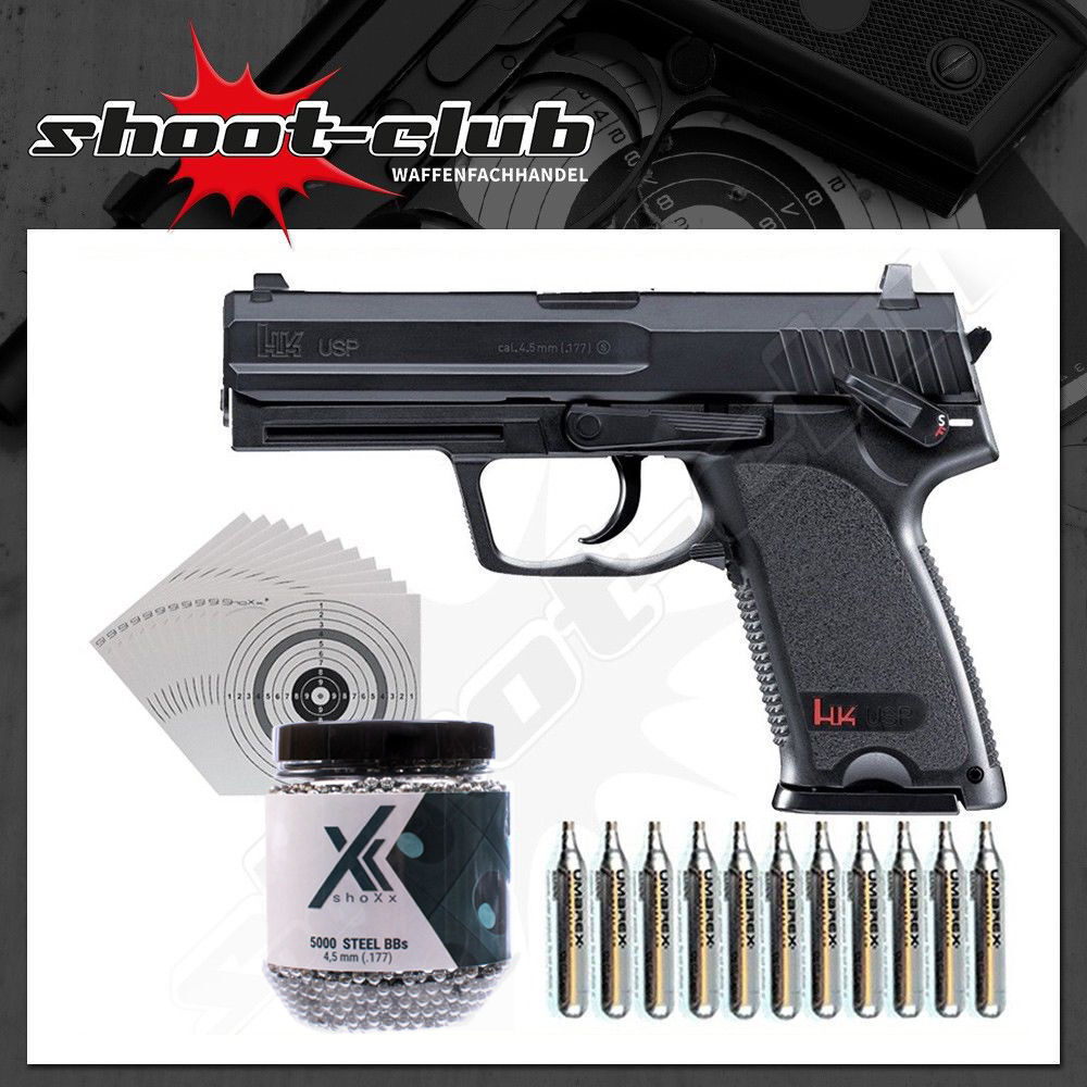 H&K USP CO2 Pistole 4,5 mm Stahl BBs im Spar-Set