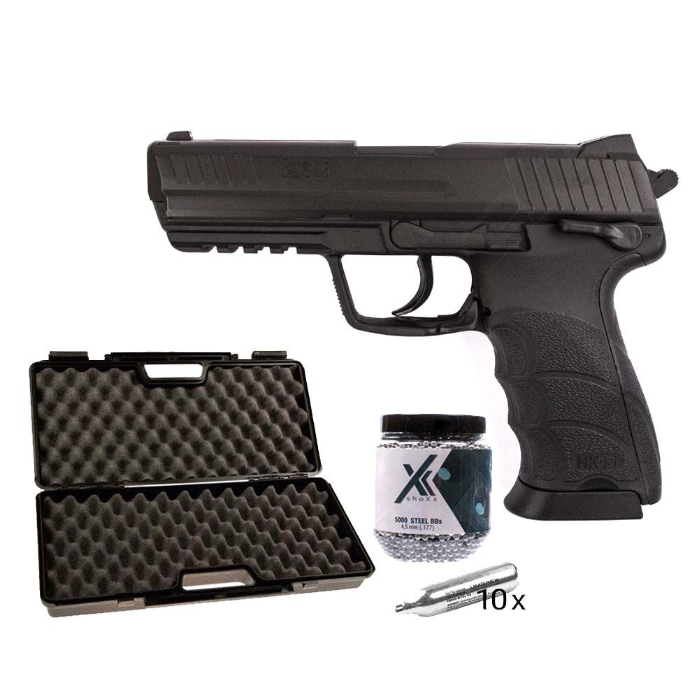Heckler & Koch HK45 CO2 Pistole 4,5mm Stahl BBs - Koffer-Set