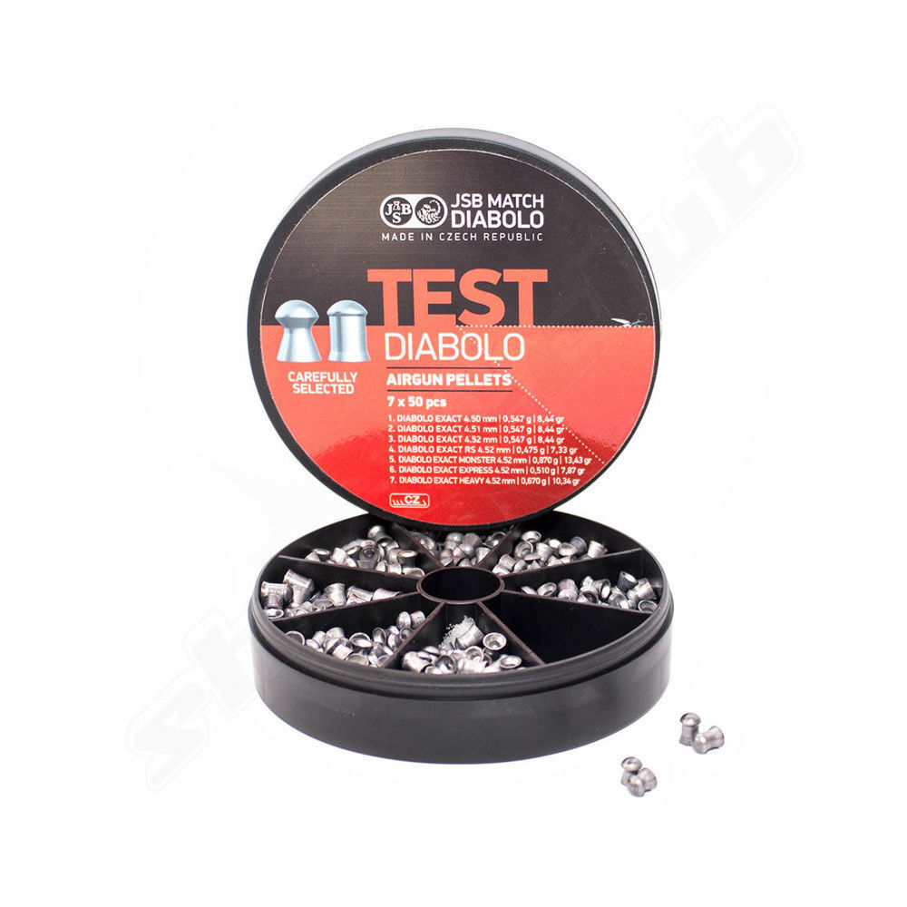 JSB MATCH Airgun Pellets - Testset - Rundkopf-Diabolos 7 x 50 Stk