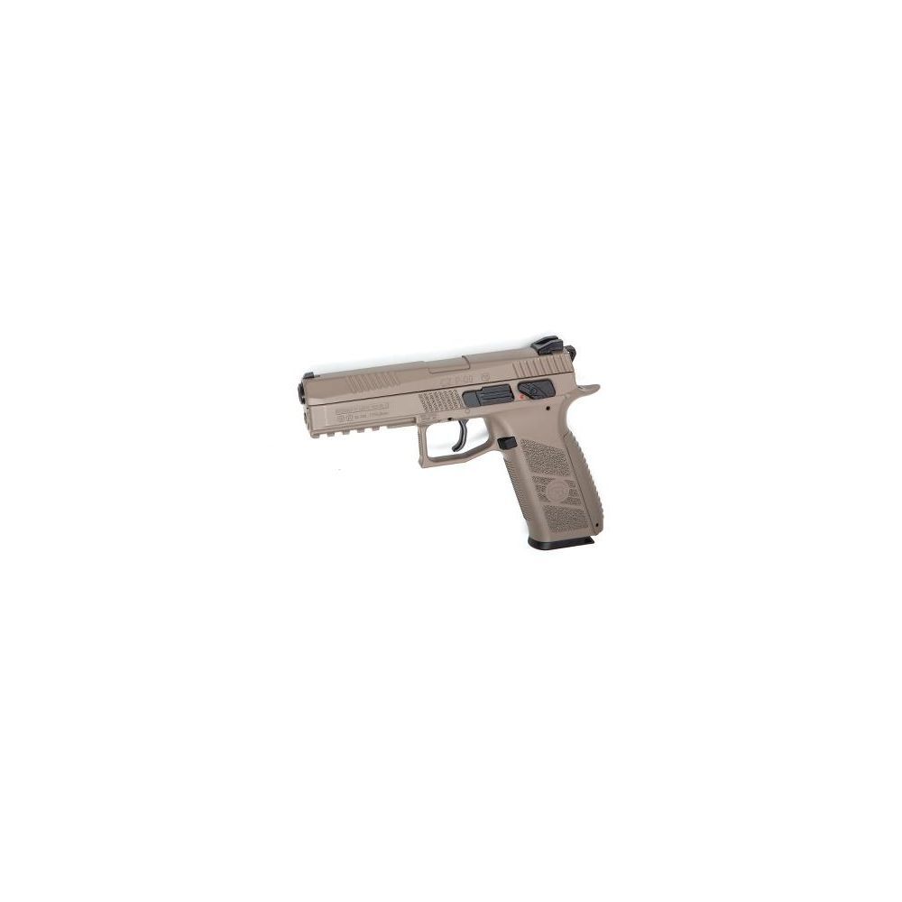 KJ Works CZ P09 Airsoft GBB Pistole ab18 mit Polymer Schlitten TAN