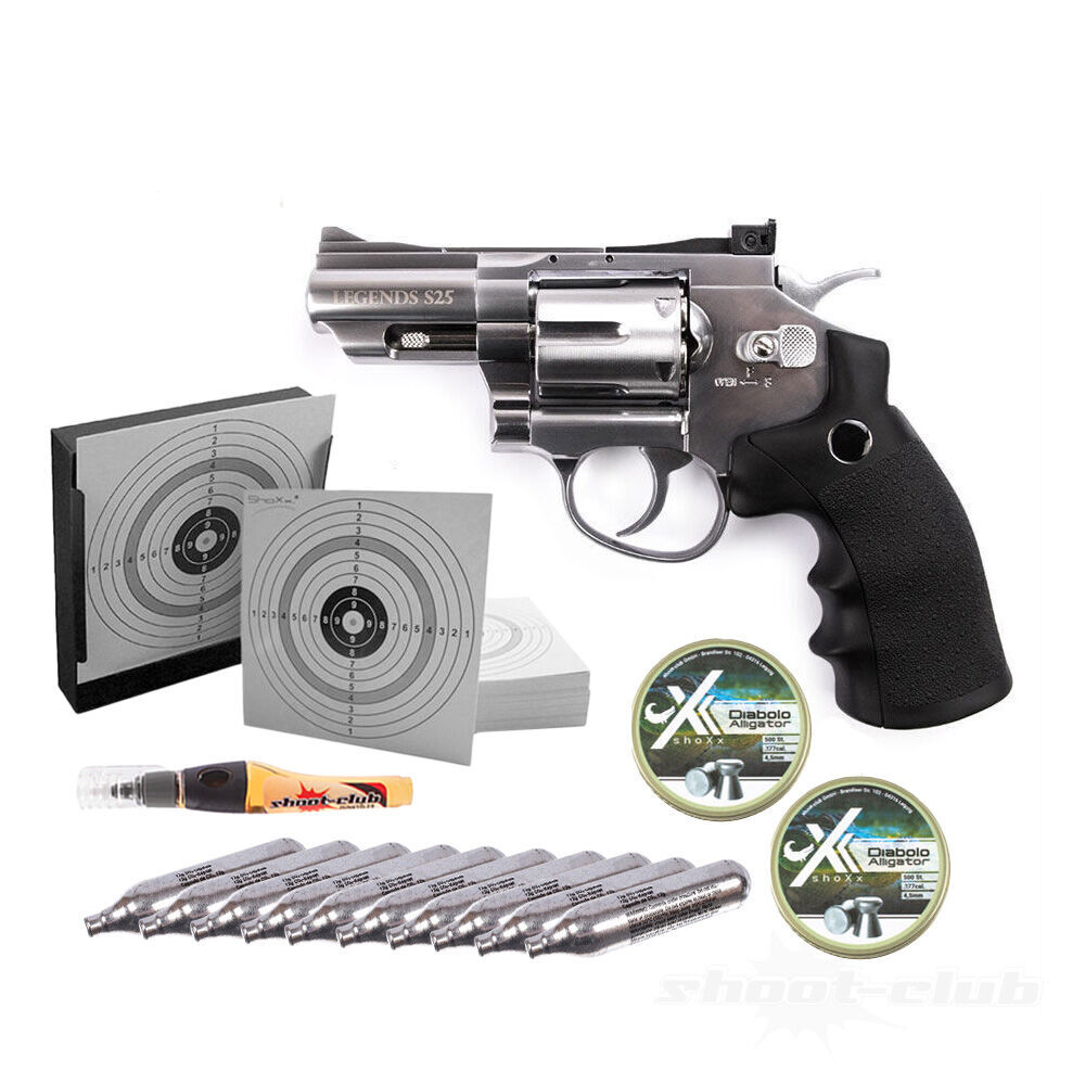 Legends S25 CO2 Revolver 4,5 mm Diabolos im Kugelfang Set