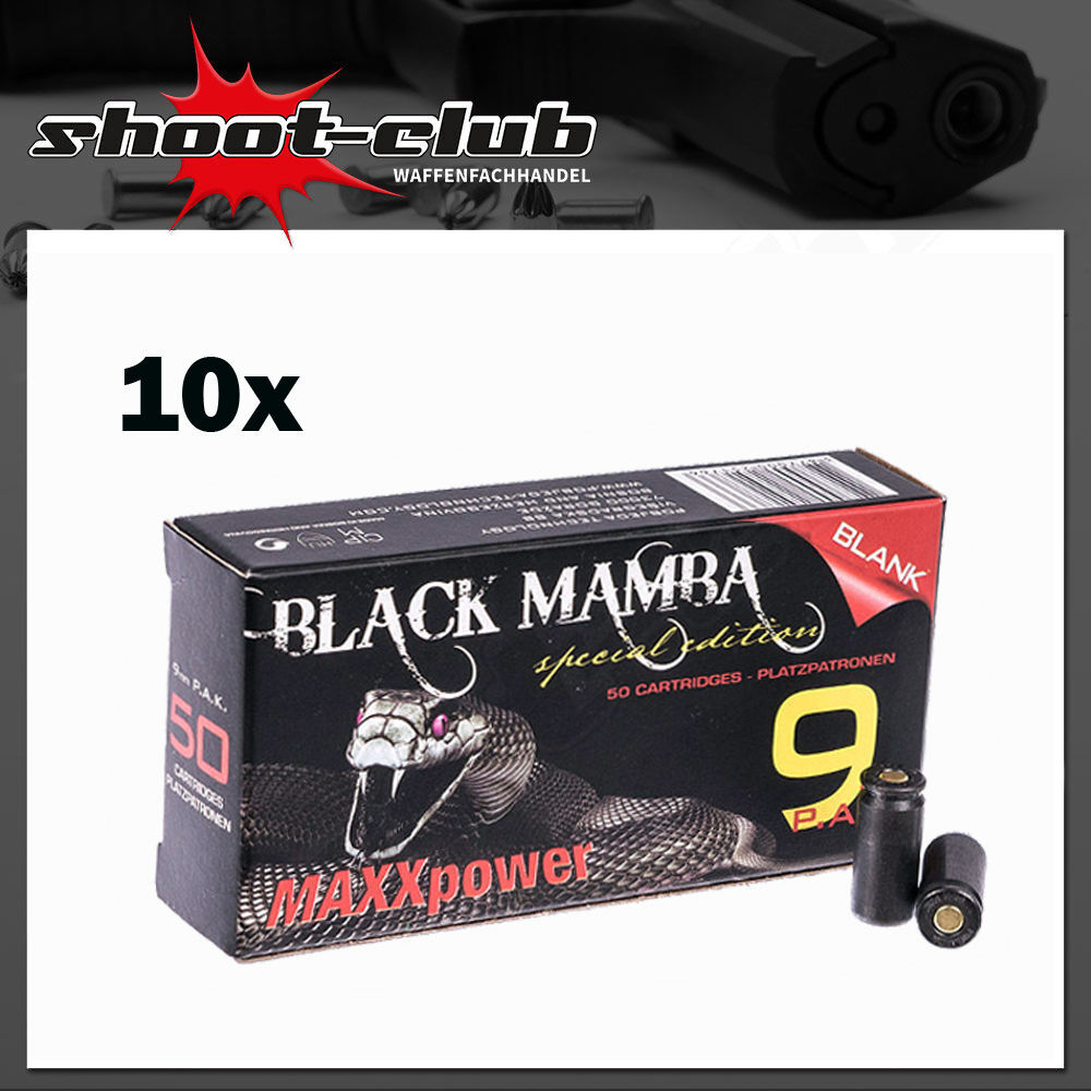 MAXXpower Black Mamba Schreckschuss Platzpatronen 9mm P.A.K. - 500 Schuss
