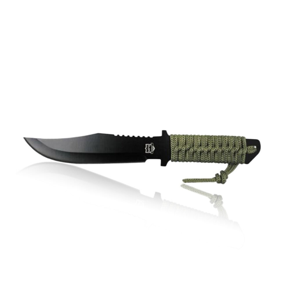 MP9 Outdoormesser Bowie Messer Schwarz mit Paracordband OD-Green