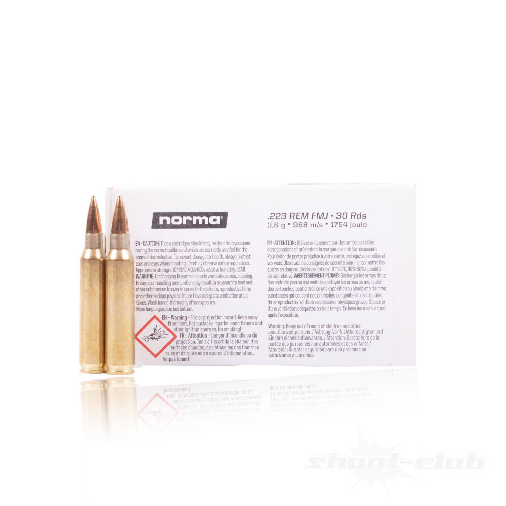 Norma FMJ 55grs 30 Schuss .223 Remington White Box