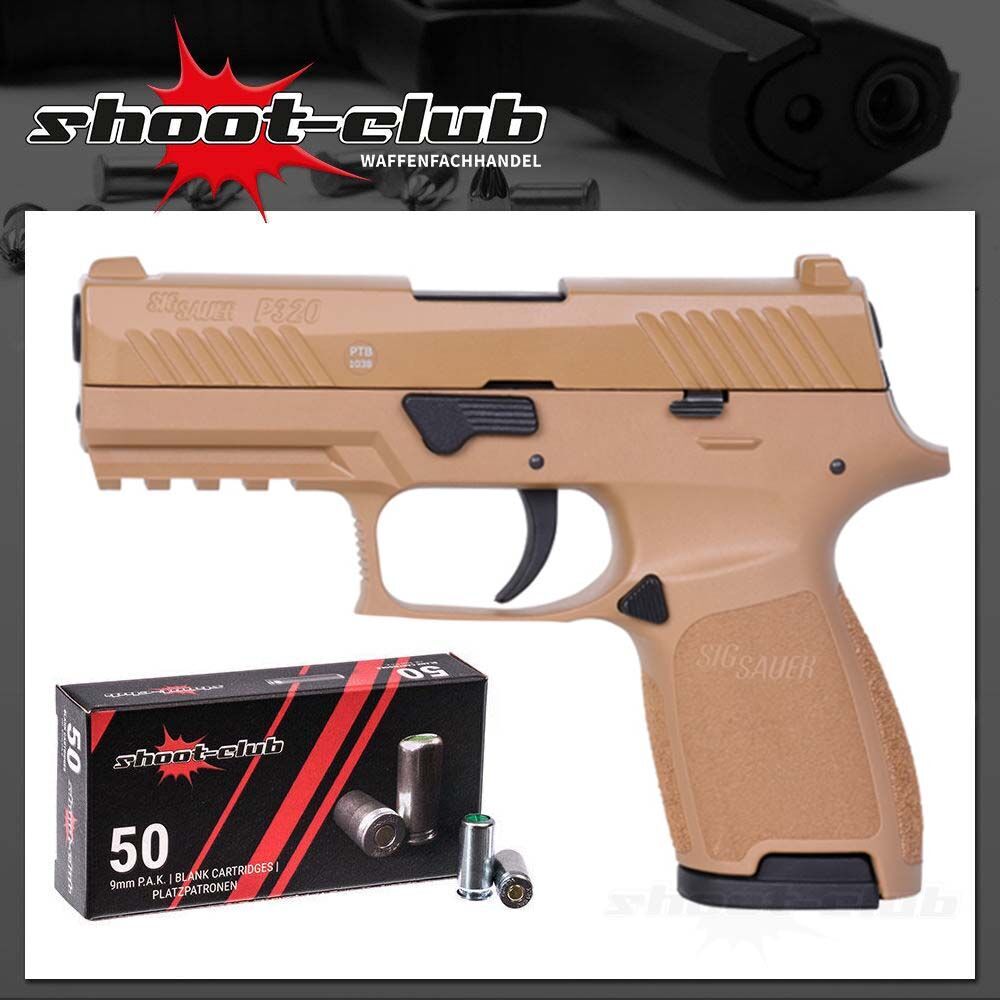 P320 Schreckschusspistole Dark Earth Sig Sauer 9 mm P.A.K. - im Set