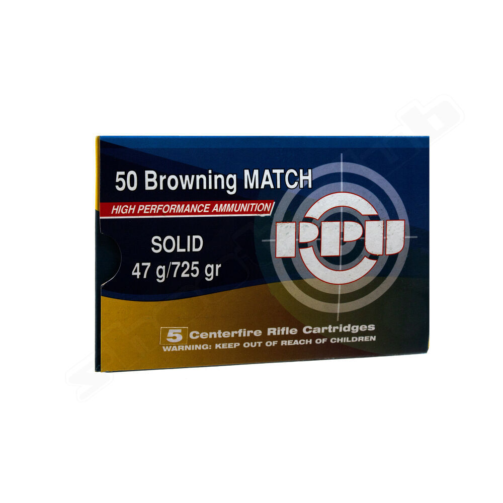 PPU B�chsenpatronen .50 Browning Match 47g/725grs Solid - 5 St�ck