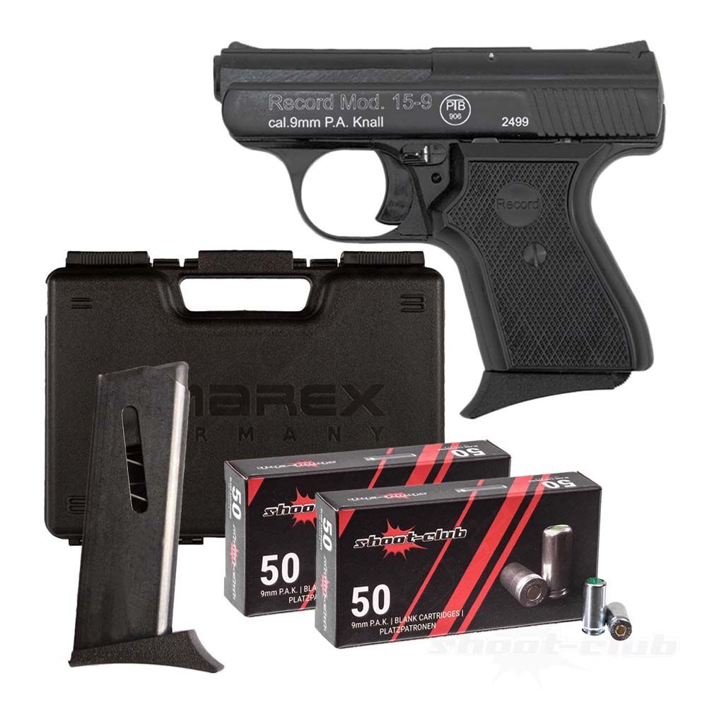 Record IWG 15-09 Schreckschuss Pistole 9mm PAK mit Koffer, Munition und Magazin