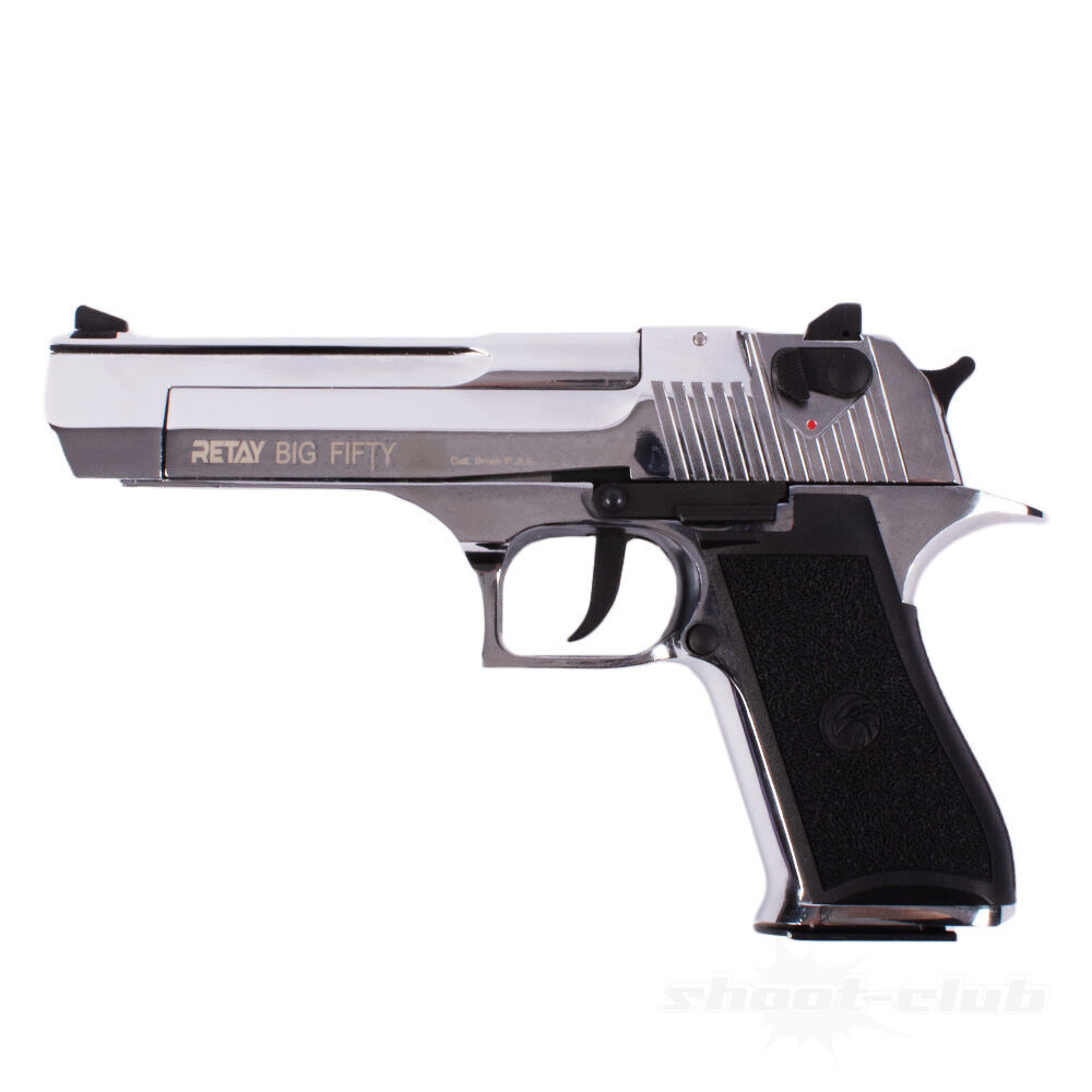 Retay Big Fifty Schreckschusspistole im Kaliber 9mm P.A.K. Hochglanz-Chromfinish