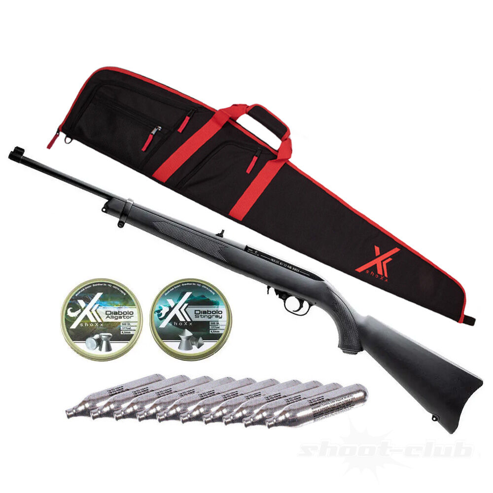 Ruger 10/22 CO2 Gewehr Kaliber 4,5mm Diabolos schwarz - Futteral-Set