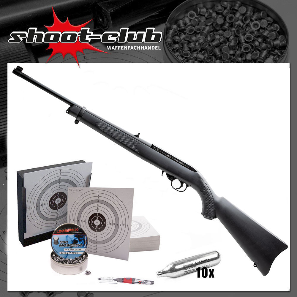Ruger 10/22 CO2 Gewehr Kaliber 4,5mm Diabolos schwarz KugelfangSet