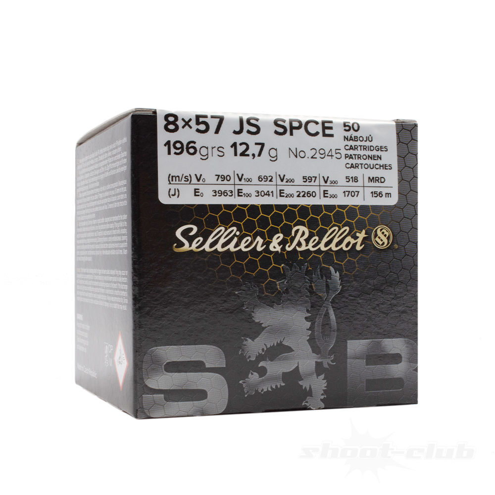 S&B 8x57IS SPCE Bchsenpatronen 12,7g / 196gr - 50 Stk