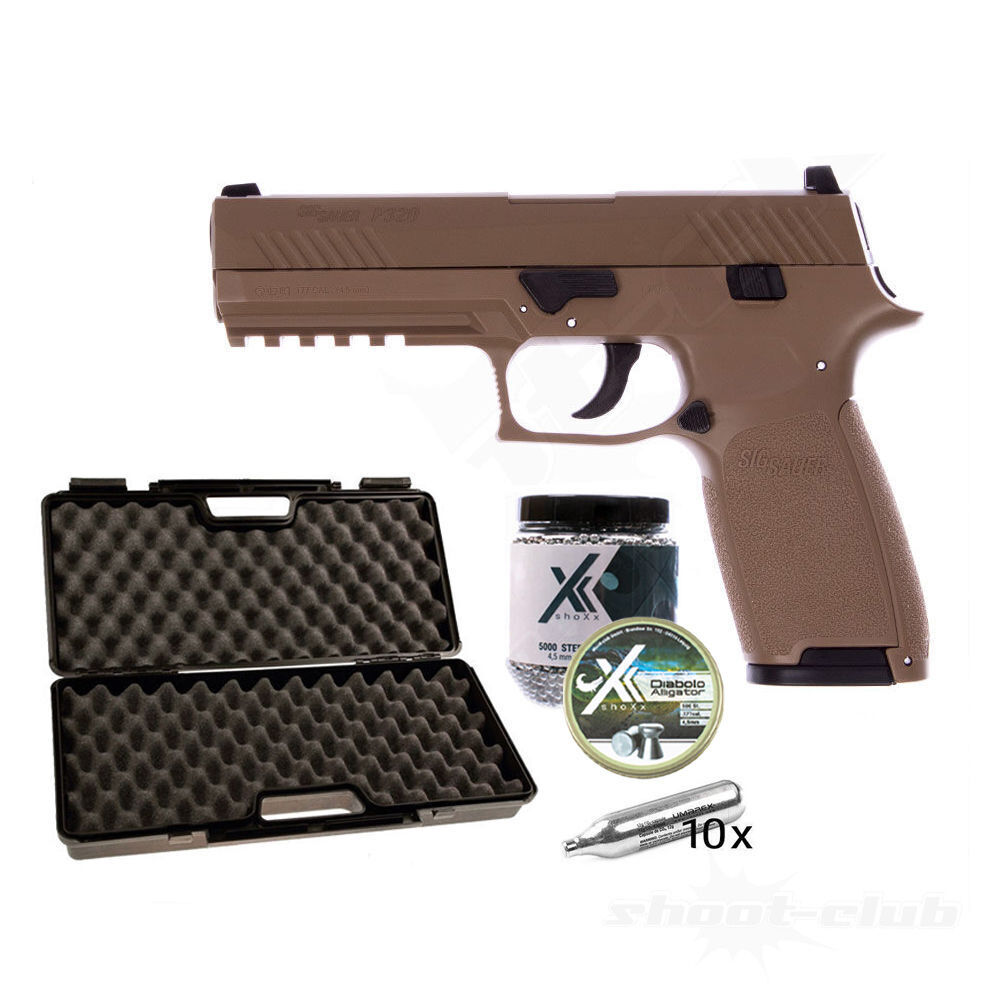 Sig Sauer CO2 BlowBack P320 4,5mm BBs coyote tan - Koffer-Set