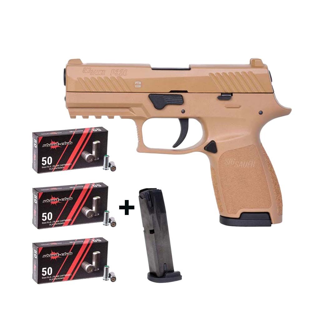 Sig Sauer Dark Earth P320 Schreckschusspistole 9 mm P.A.K. - Platzpatronen-Set