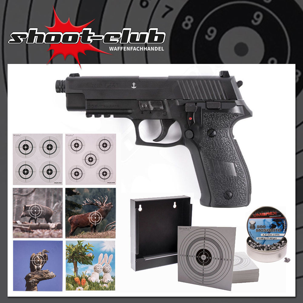 Sig Sauer P226 CO2 Pistole 4,5mm Diabolos schwarz - Zielscheiben Set