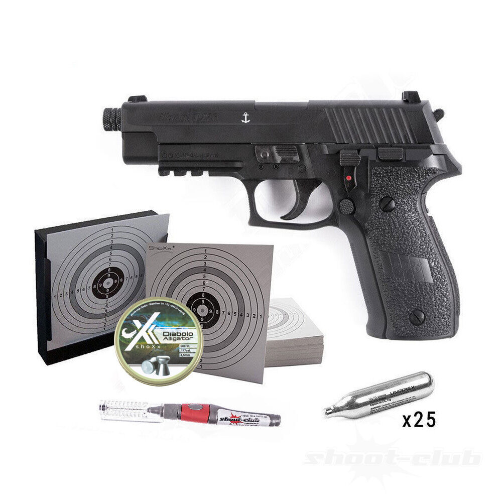 Sig Sauer P226 CO2 Pistolen Blowback 4,5mm Diabolos Kugelfang Set