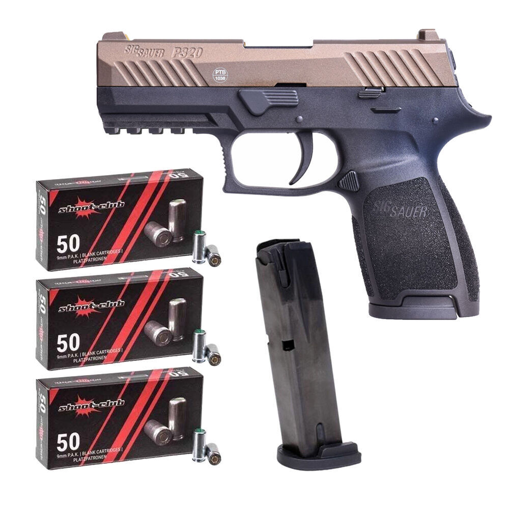 Sig Sauer P320 Bronze Schreckschusspistole Magazin Set mit Platzpatronen