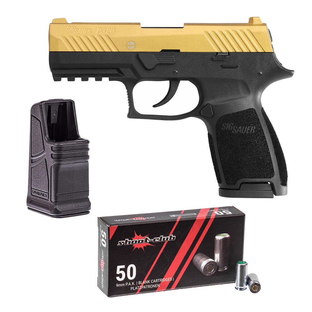 Sig Sauer P320 Gold Schreckschusspistole Platzpatronen Set