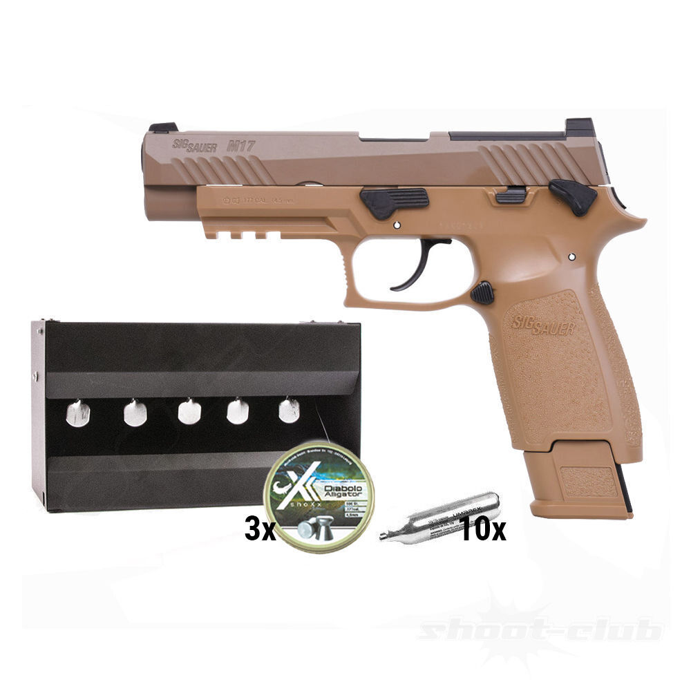 Sig Sauer P320-M17 CO2 Pistole 4,5mm Diabolos im Plinking-Set