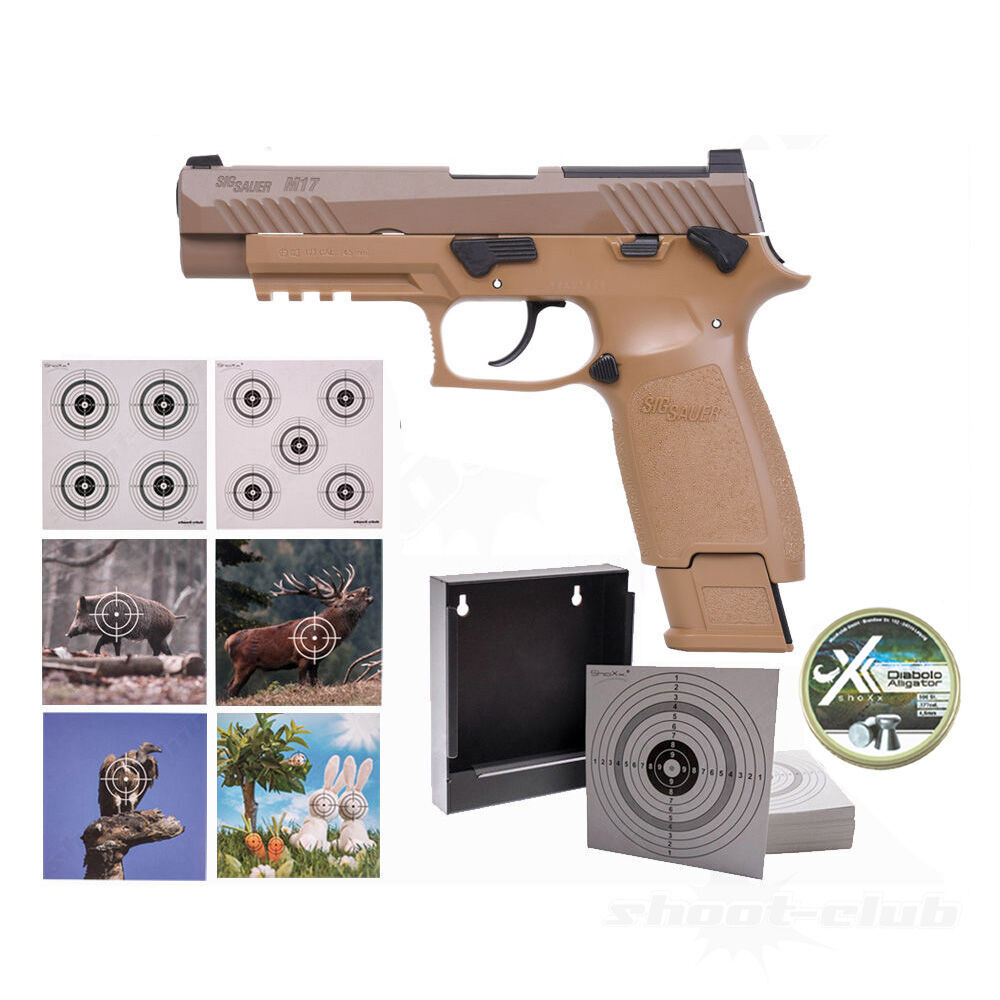 Sig Sauer P320-M17 CO2 Pistole 4,5mm Diabolos im Zielscheiben-Set