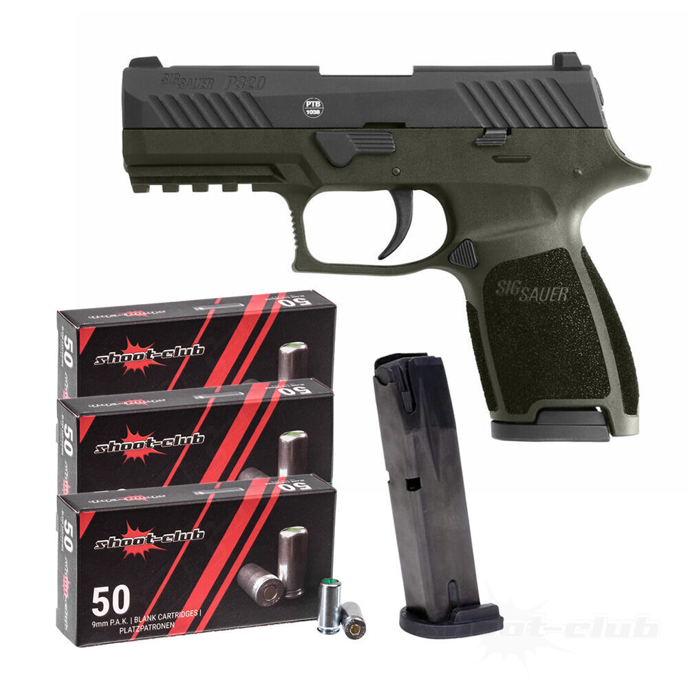 Sig Sauer P320 OD-Green Schreckschusspistole Magazin Set mit Platzpatronen