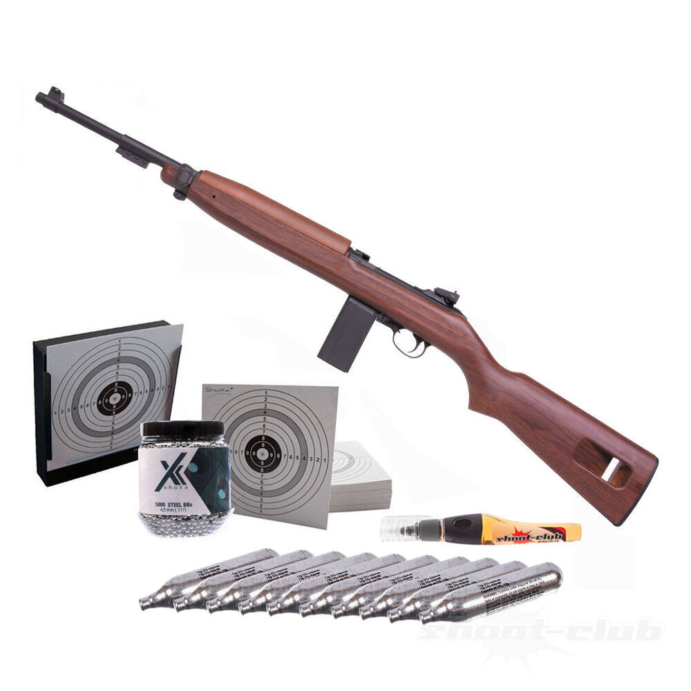 Springfield M1 Carbine CO2 Gewehr Kal. 4,5mm Stahl BBs im Kugelfang-Set