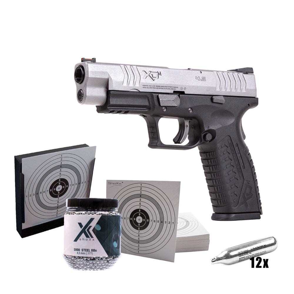Springfield XDM bicolor CO2 Pistole Kal. 4,5mm Stahl BBs im Set
