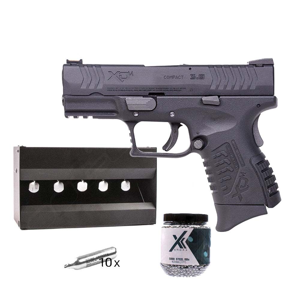 Springfield XDM compact CO2 Pistole Kal. 4,5mm Stahl BBs im Plinking-Set