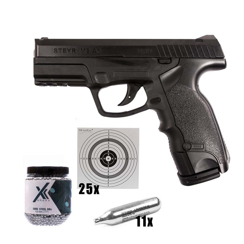 Steyr M9A1 CO2 Pistole 4,5mm Stahl BBs 3 Joule - Set