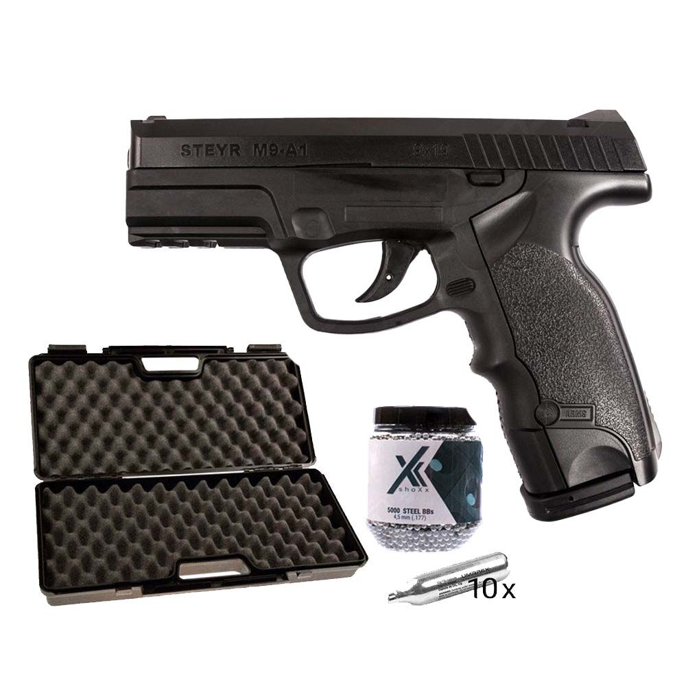 Steyr M9A1 CO2 Pistole 4,5mm Stahl BBs 3,30 Joule NBB - Koffer-Set