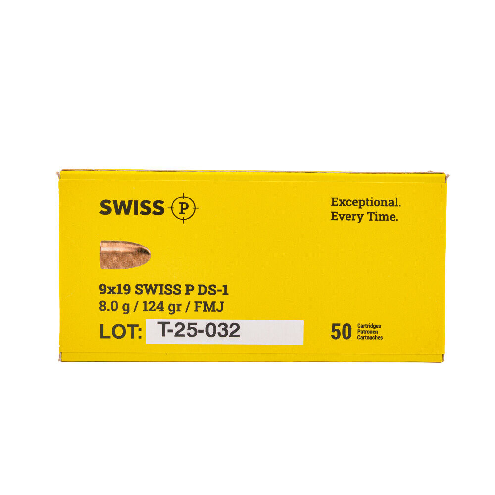 Swiss P 9x19 DS-1 FMJ 8,0g 124gr 9mm Luger 50 Schuss