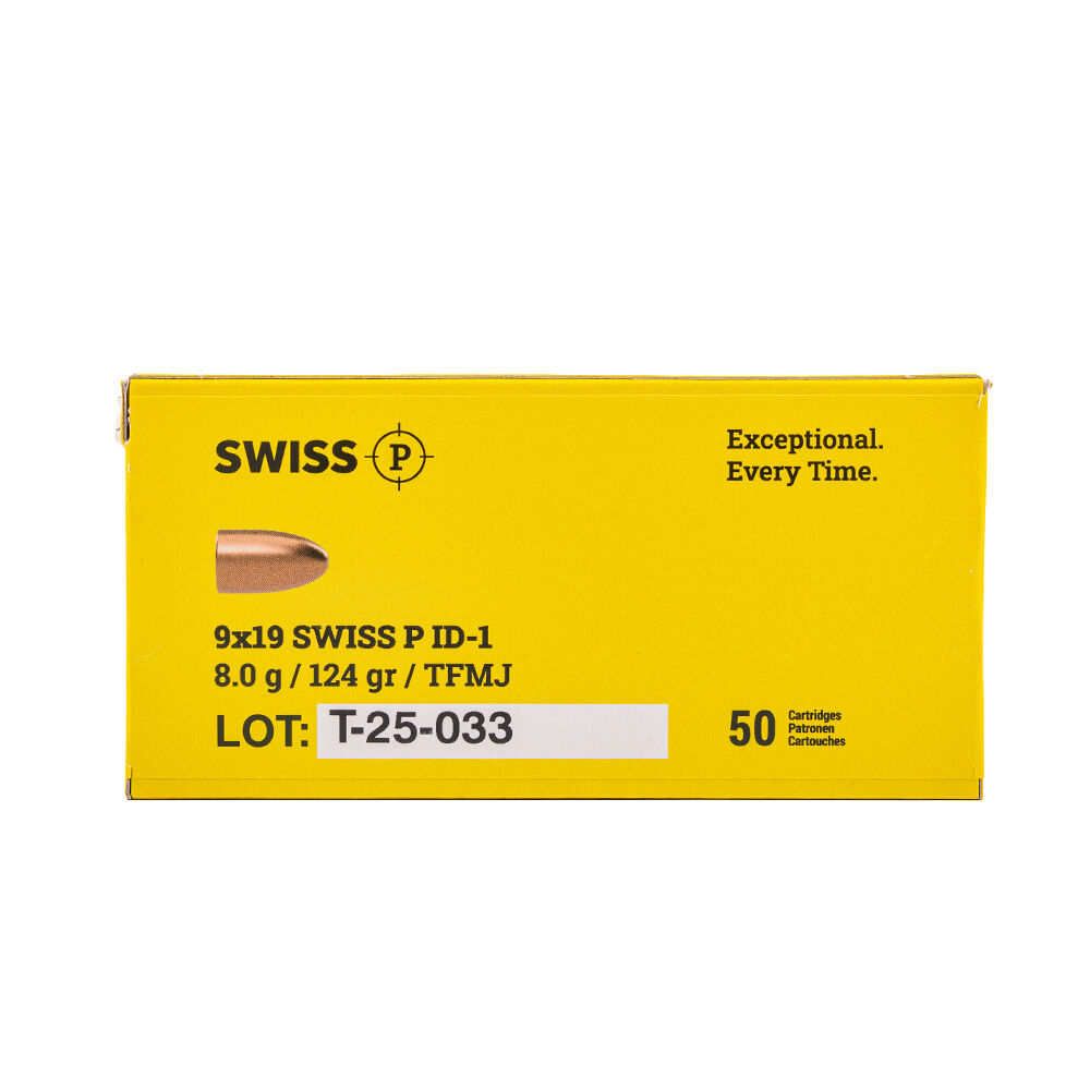 Swiss P 9x19 ID-1 TFMJ 8,0g 124gr 9mm Luger 50 Schuss