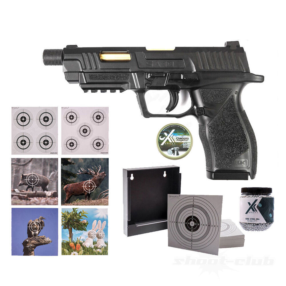 UX SA10 CO2 Pistole 4,5mm fr Diabolo & BBs - Zielscheiben-Set