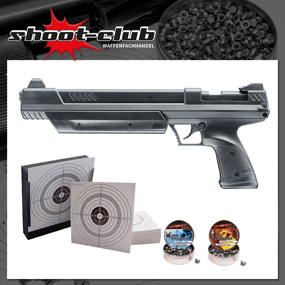 UX Strike Point Luftpistole 5,5 mm Diabolos im Kugelfang-Set