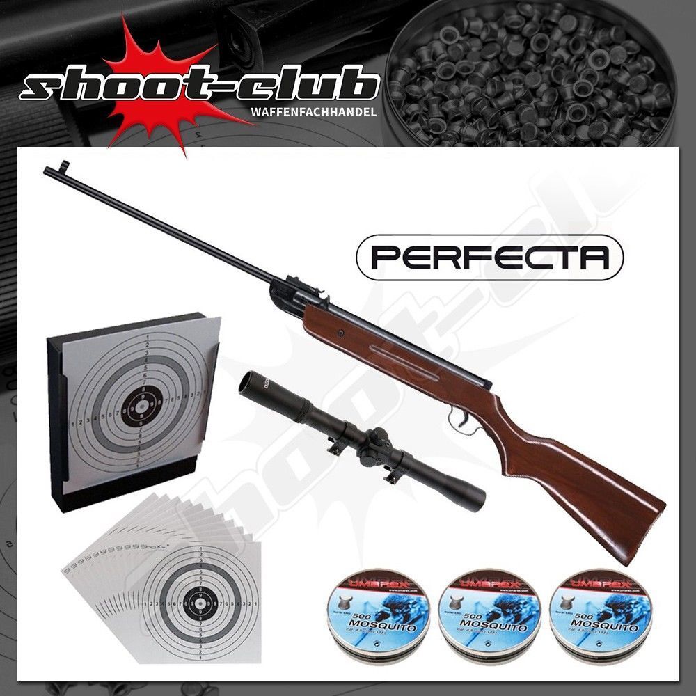 Umarex Perfecta 32 Luftgewehr 4,5mm inkl. Kugelfang, Zielscheiben und Diabolos