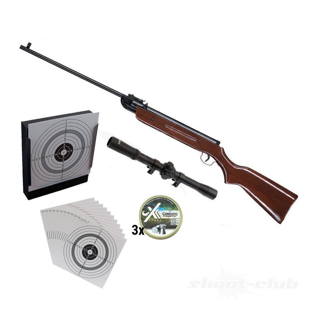 Perfecta 32 Luftgewehr Set Diabolos Zielscheiben Zielfernrohr Kugelfang