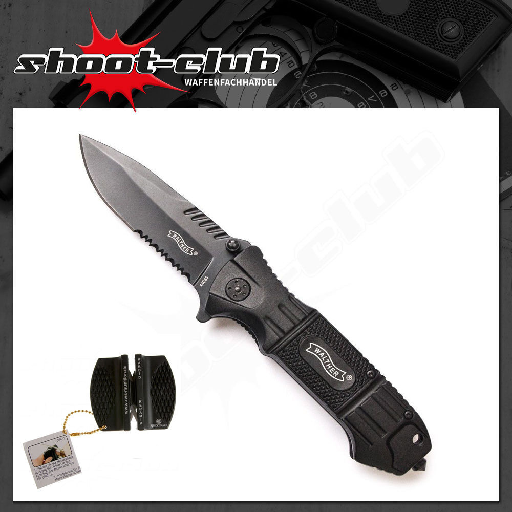 Walther Black Tac Knife inklusive Messerschärfer und Holster