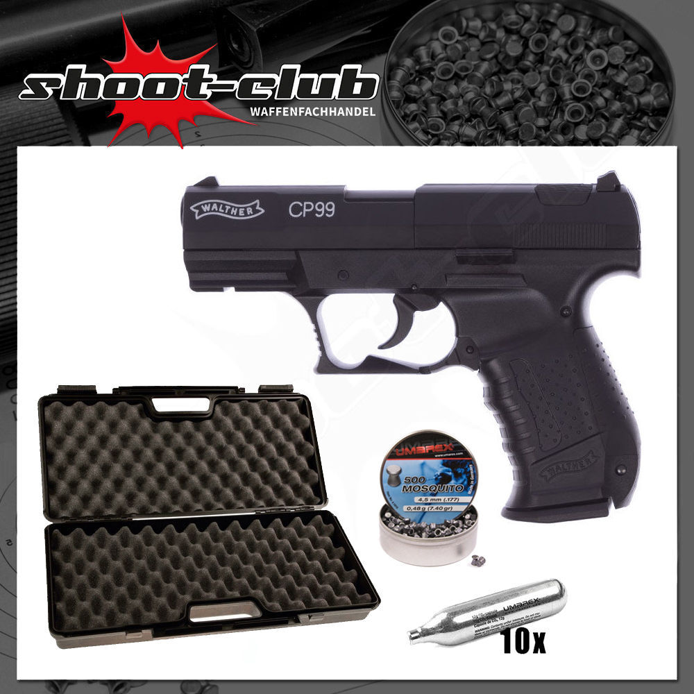 Walther Cp99 Co2 Pistole 4 5mm Diabolos Bruniert Koffer Set