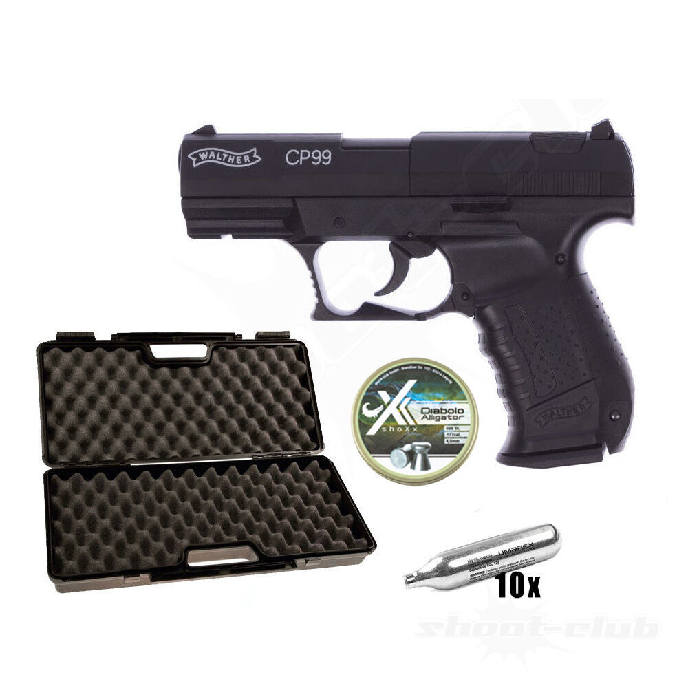 Walther CP99 CO2 Pistole 4,5mm Diabolos - brniert - Koffer-Set