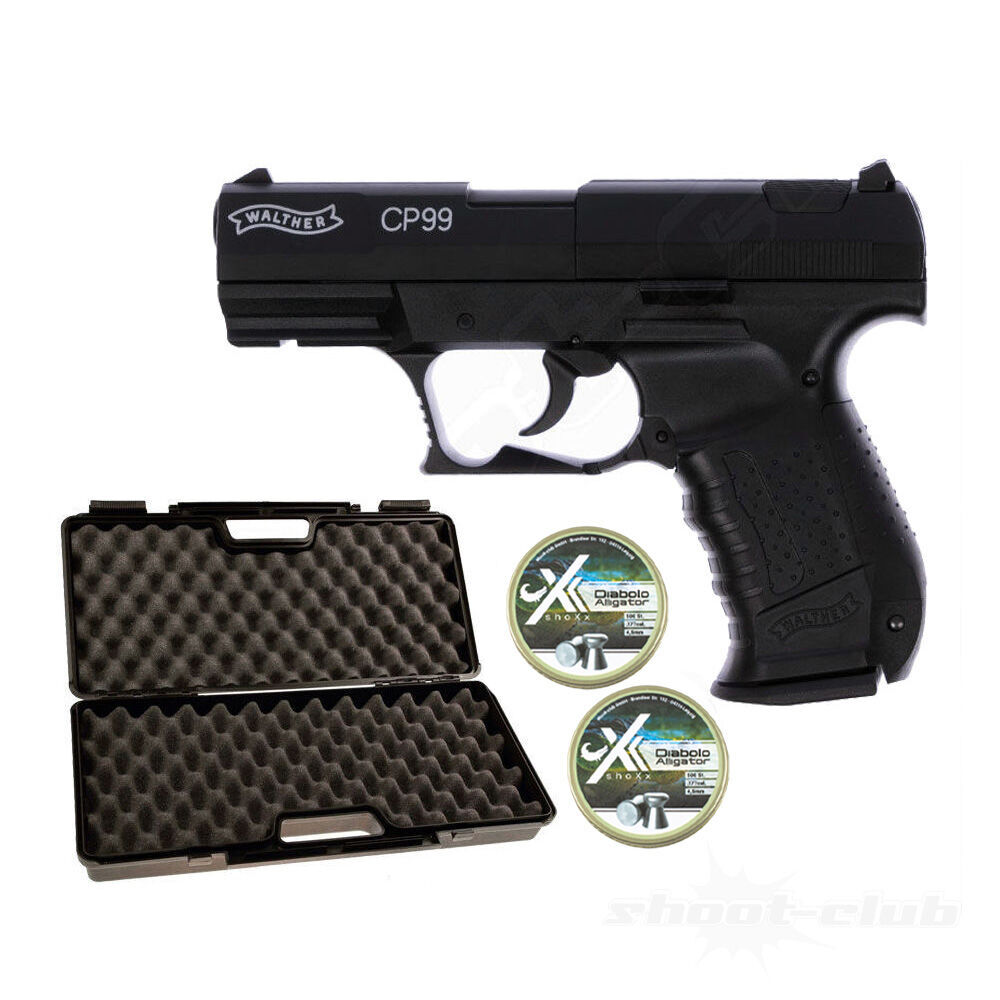 Walther CP99 CO2 Pistole brniert 4,5mm Diabolos - Koffer-Set