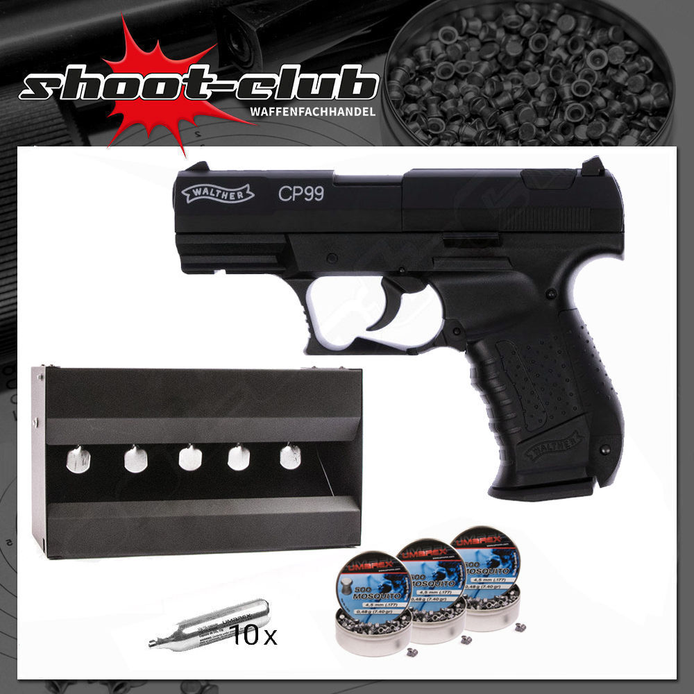 Walther Cp99 Co2 Pistole Bruniert 4 5mm Diabolos Im Plinking Set