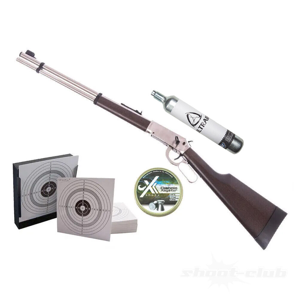 Walther Lever Action CO2-Gewehr 4,5 mm Steel Finish - Kugelfang-Set