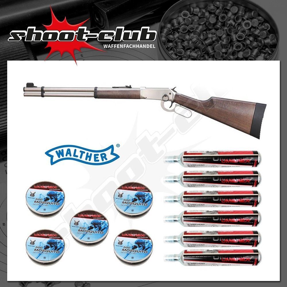 Walther Lever Action Steel Finish Co2 Gewehr 4 5mm Set