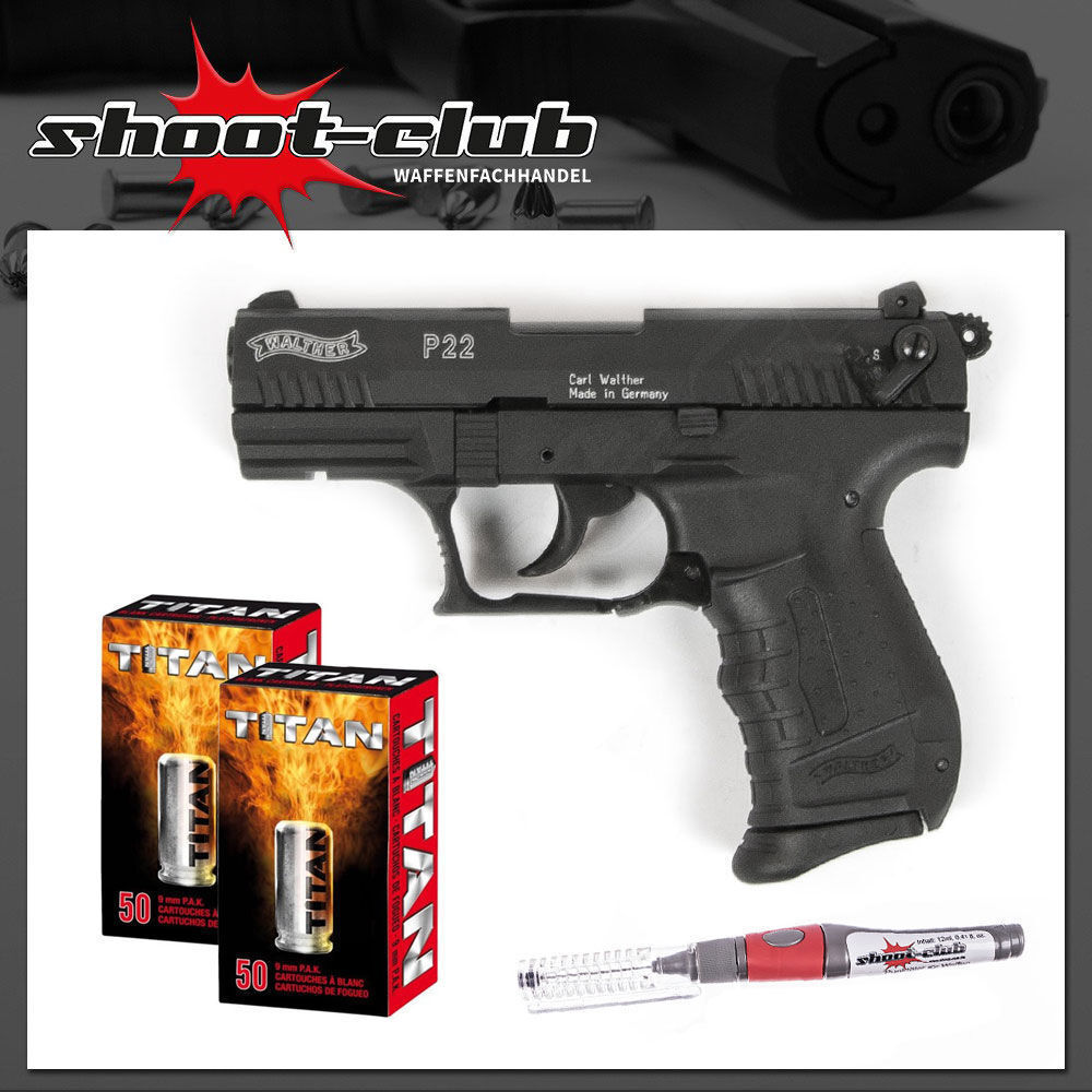 Walther P22 Schreckschuss Pistole Platzpatronen Set