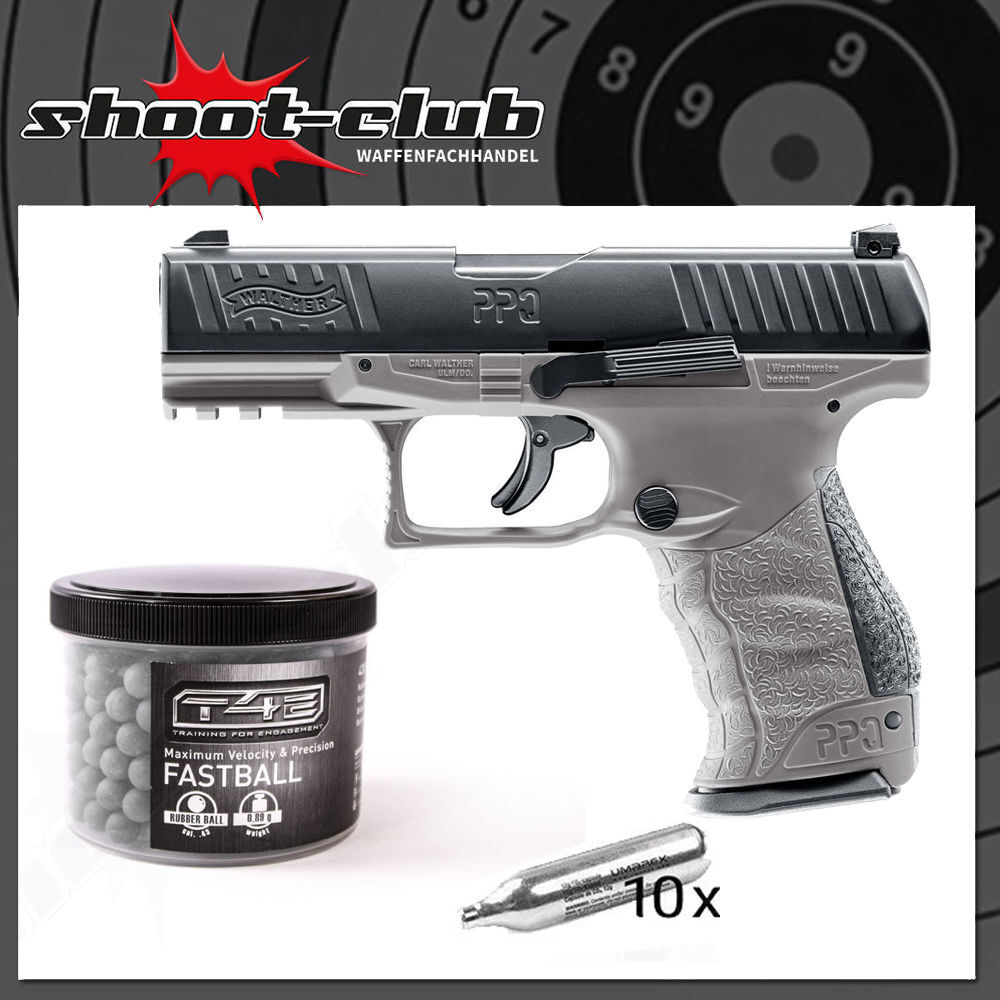 Walther PPQ M2 T4E Tungsten Gray .43 im Set mit T4E Fastballs