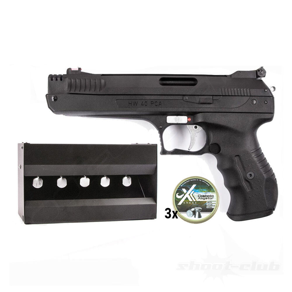 Weihrauch HW 40 PCA Luftpistole Vorkompression 4,5mm Diabolo Plinking-Set
