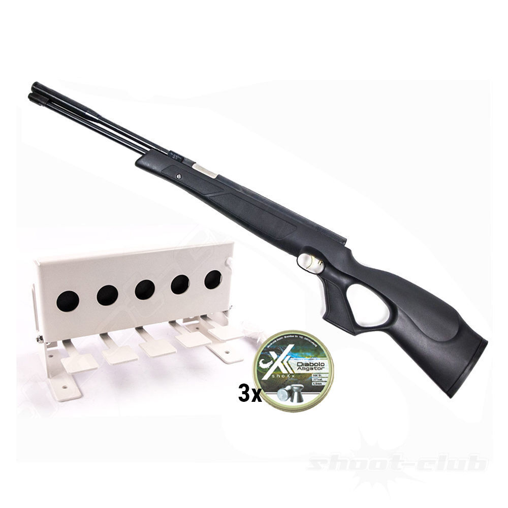 Weihrauch HW 97 Luftgewehr Black Line 4,5 mm Diabolos im Biathlon-Set