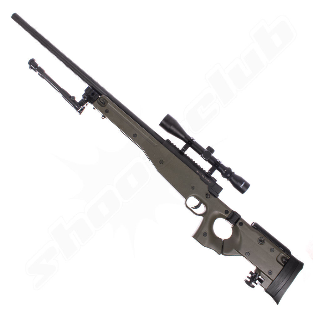 Well AW .338 Airsoft Sniper MB08 Starter Set OD Green / Upgraded